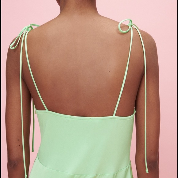 NWT Zara Key lime Satin Bustier Maxi Dress - Picture 6 of 7